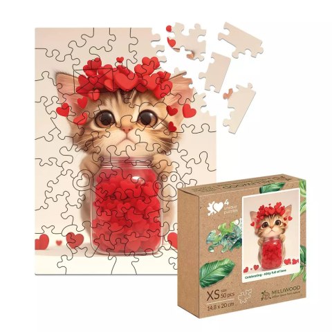 Drewniane Puzzle Milliwood - Celebrating - Kotek pełen miłości 24x20 50 el.