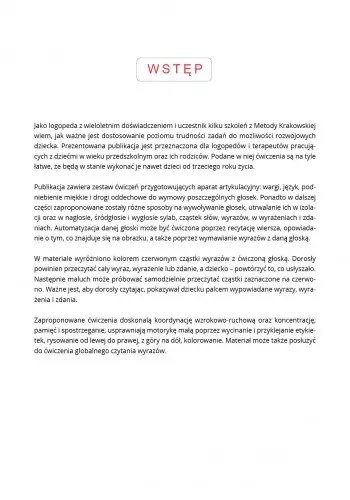 Ćwiczenia wprowadzające i utrwalające głoski Ś, Ź, Ć, DŹ