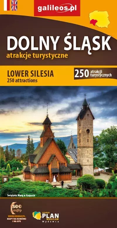 Mapa Dolny Śląsk + atrakcje turystyczne, wersja polsko-angielska Mapa Dolny Śląsk + atrakcje turystyczne, wersja polsko-angielska