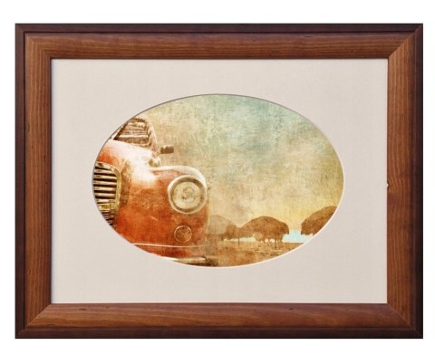 Ramka drewniana brązowa Retro z owalnym oknem 30x40 cm, brązowa Ramka drewniana brązowa Retro z owalnym oknem 30x40 cm, brązowa