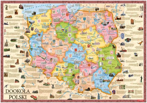 Mapa z naklejkami "Dookoła Polski"