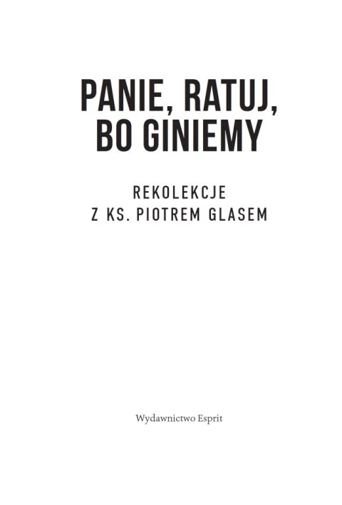 Panie, ratuj, bo giniemy. Rekolekcje z ks. Piotrem Glasem Panie, ratuj, bo giniemy. Rekolekcje z ks. Piotrem Glasem