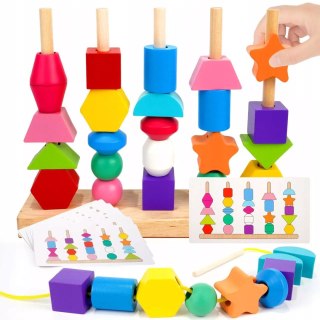 Drewno piramidki układanka + sorter 1009710