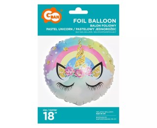 Balon foliowy okrągły, jednorożec (36 cm)