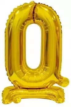 Balon foliowy stojący. Cyfra 0 (38 cm), złota Balon foliowy stojący. Cyfra 0 (38 cm), złota