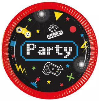 Talerzyki papierowe. Gaming Party, 20 cm (8 sztuk)