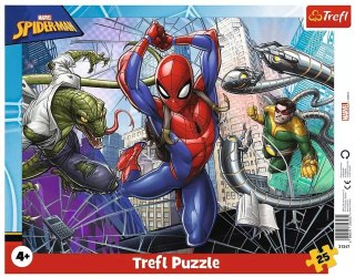 Puzzle ramkowe 25 elementów. Odważny Spiderman
