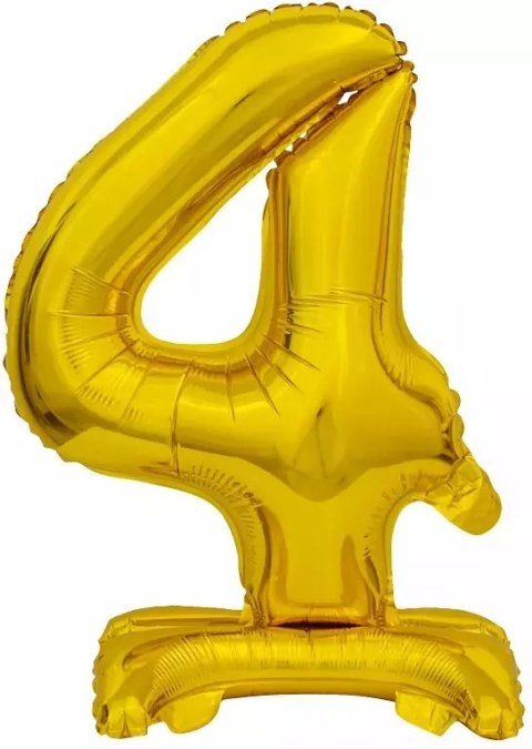 Balon foliowy stojący. Cyfra 4 (38 cm), złota Balon foliowy stojący. Cyfra 4 (38 cm), złota
