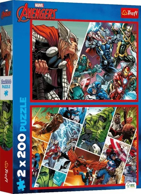 Puzzle 2x200 elementów. Marvel Avengers. Obrońcy świata Puzzle 2x200 elementów. Marvel Avengers. Obrońcy świata
