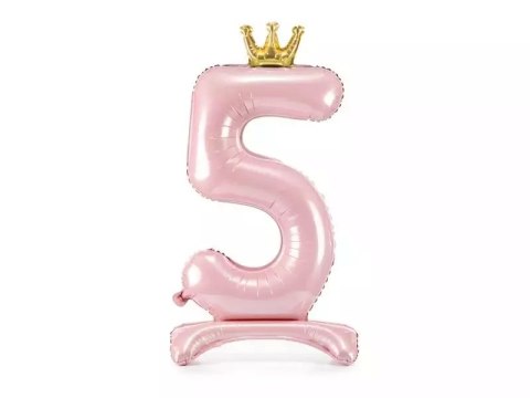 Stojący balon foliowy 5 jasny róż 84cm Stojący balon foliowy 5 jasny róż 84cm