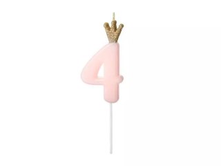 Świeczka urodzinowa 4 jasny różowy 9,5cm