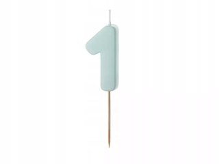 Świeczka urodzinowa Cyferka 1, jasny niebieski, 5.5 cm