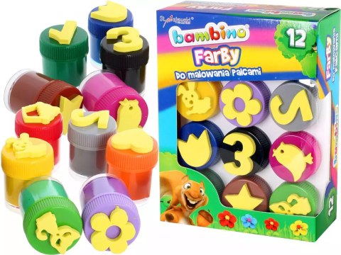 Farby do malowania palcami Bambino, 12 kolorów Farby do malowania palcami Bambino, 12 kolorów