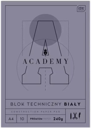 Blok techniczny A4/10k biały Academy Int Fol A 10, cena za 1 szt
