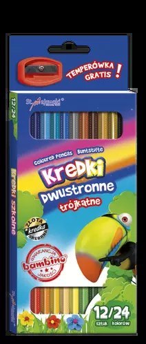 Kredki trójkątne dwustronne, 24 kolory