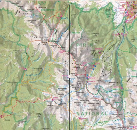 Riła i Piryn. Góry Bułgarii (Rila&Pirin. Bulgarian mountains); laminowana mapa trekkingowa 1:80 000 Riła i Piryn. Góry Bułgarii (Rila&Pirin. Bulgarian mountains); laminowana mapa trekkingowa 1:80 000