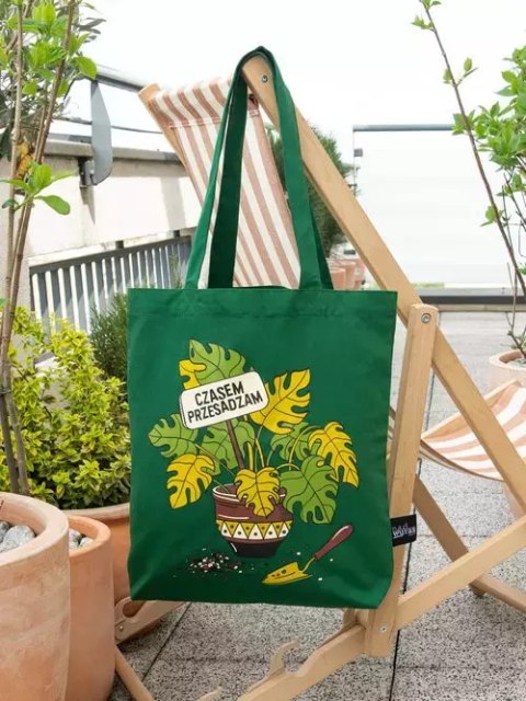 Czasem przesadzam torba bawełniana zielona Czasem przesadzam torba bawełniana zielona