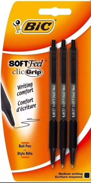 Długopis czarny Soft feel bls 3 szt BIC