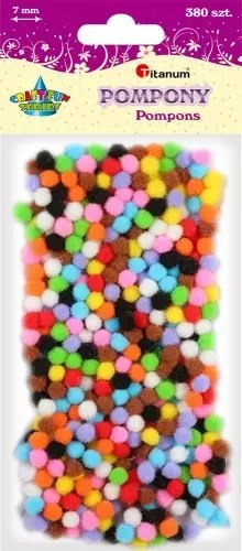 Pompony poliestrowe 7 mm, mix (380 sztuk)