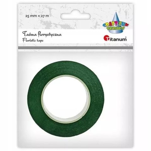 Taśma florystyczna 25mm 27m ciemnozielona Taśma florystyczna 25mm 27m ciemnozielona
