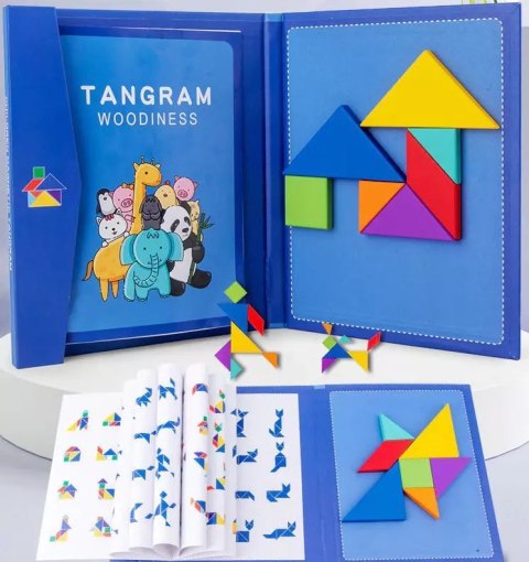 Tangram Drewniana Układanka Montessori Klocki Magnetyczne Tangram Drewniana Układanka Montessori Klocki Magnetyczne