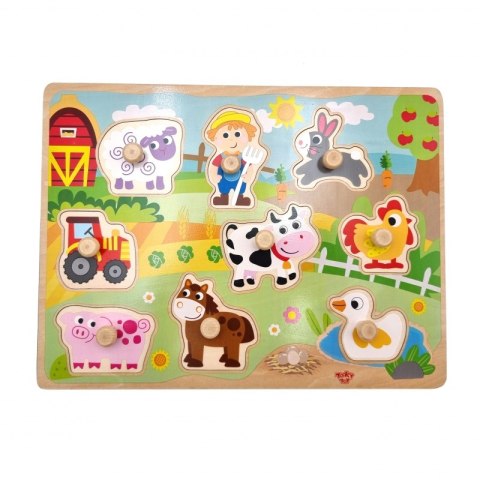 WOOPIE GREEN Drewniane Puzzle Montessori Farma z Pinezkami Do Dopasowania WOOPIE GREEN Drewniane Puzzle Montessori Farma z Pinezkami Do Dopasowania