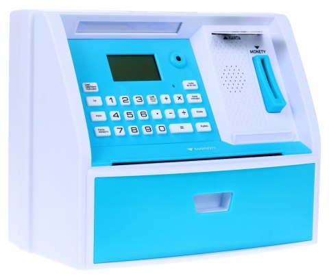 Bankomat z kartą Skarbonka dla dzieci 3+ niebieski Interaktywne funkcje + Tryb oszczędzania Bankomat z kartą Skarbonka dla dzieci 3+ niebieski Interaktywne funkcje + Tryb oszczędzania