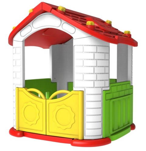 Domek ogrodowy 3w1 dla dzieci Czerwony + Zjeżdżalnia + Ogródek z płotkiem Domek ogrodowy 3w1 dla dzieci Czerwony + Zjeżdżalnia + Ogródek z płotkiem