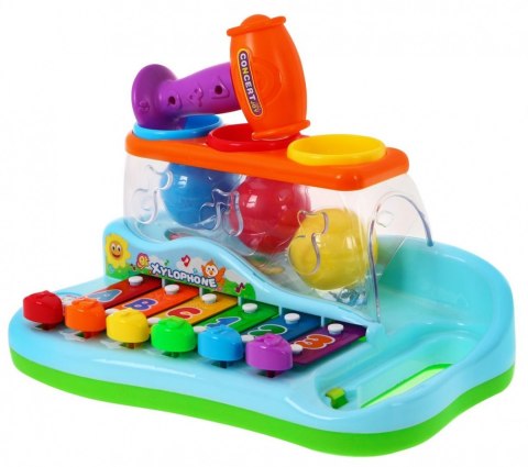 Kolorowe Cymbałki 2w1 dla dzieci 18m+ Instrument + Młotek + Sorter kolorów z kulami Kolorowe Cymbałki 2w1 dla dzieci 18m+ Instrument + Młotek + Sorter kolorów z kulami