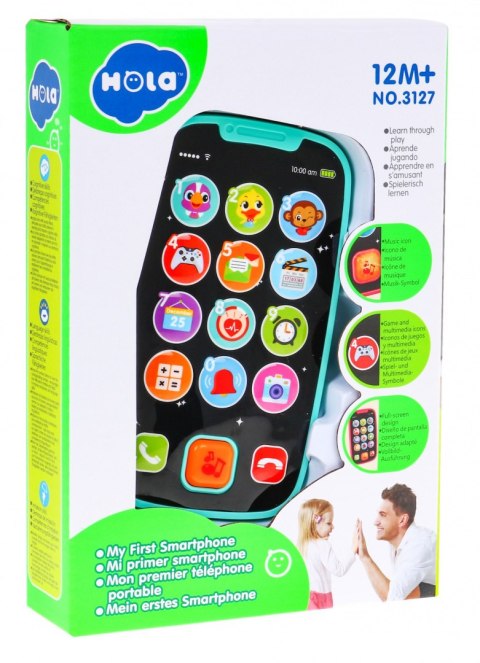 Interaktywny smartfon dla dzieci 12m+ niebieski Dźwięki Światła 15 przycisków Interaktywny smartfon dla dzieci 12m+ niebieski Dźwięki Światła 15 przycisków