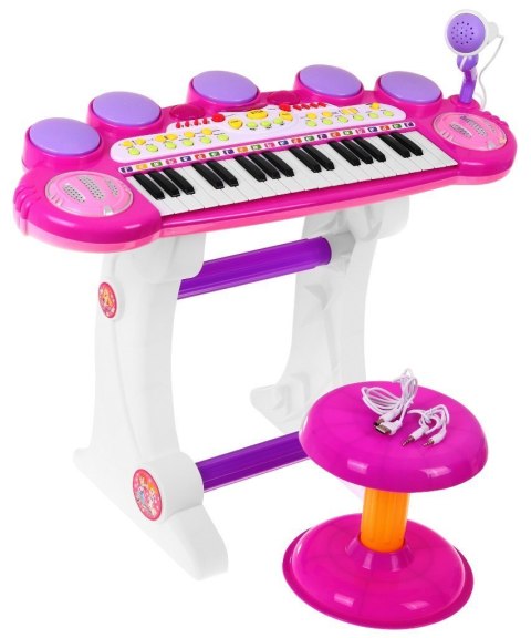 Różowy zestaw muzyczny Keyboard + Werble + Mikrofon dla dzieci 3+ Światła + Dźwięki 3 oktawy Różowy zestaw muzyczny Keyboard + Werble + Mikrofon dla dzieci 3+ Światła + Dźwięki 3 oktawy