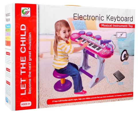 Różowy zestaw muzyczny Keyboard + Werble + Mikrofon dla dzieci 3+ Światła + Dźwięki 3 oktawy Różowy zestaw muzyczny Keyboard + Werble + Mikrofon dla dzieci 3+ Światła + Dźwięki 3 oktawy