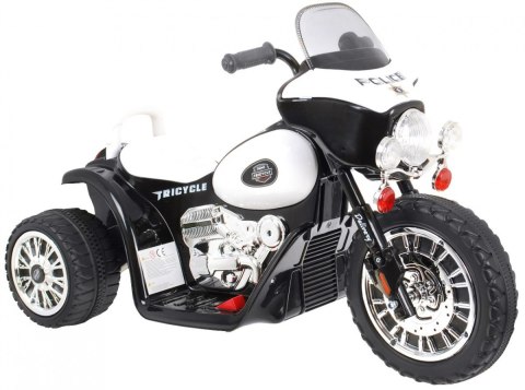 Motorek Chopper na akumulator dla dzieci Czarny + 3 koła + Dźwięki + Światła LED Motorek Chopper na akumulator dla dzieci Czarny + 3 koła + Dźwięki + Światła LED