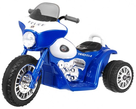 Motorek Chopper na akumulator dla dzieci Niebieski + 3 koła + Dźwięki + Światła LED Motorek Chopper na akumulator dla dzieci Niebieski + 3 koła + Dźwięki + Światła LED