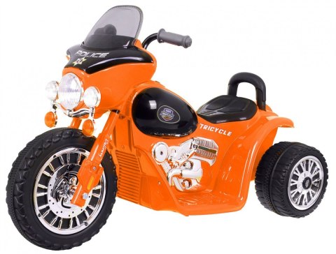 Motorek Chopper na akumulator dla dzieci Pomarańczowy + 3 koła + Dźwięki + Światła LED Motorek Chopper na akumulator dla dzieci Pomarańczowy + 3 koła + Dźwięki + Światła LED