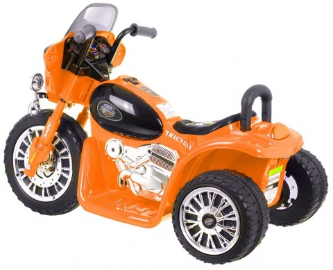 Motorek Chopper na akumulator dla dzieci Pomarańczowy + 3 koła + Dźwięki + Światła LED Motorek Chopper na akumulator dla dzieci Pomarańczowy + 3 koła + Dźwięki + Światła LED