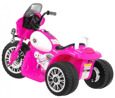 Motorek Chopper na akumulator dla dzieci Różowy + 3 koła + Dźwięki + Światła LED Motorek Chopper na akumulator dla dzieci Różowy + 3 koła + Dźwięki + Światła LED
