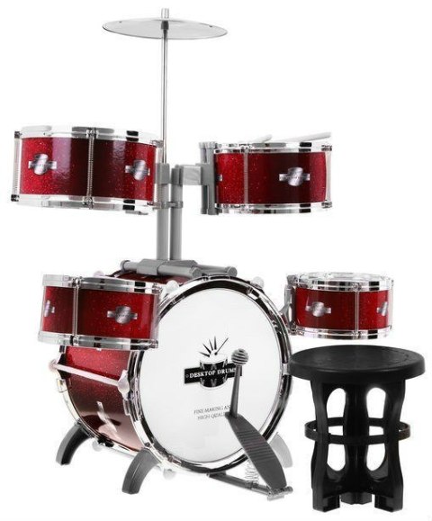 5-bębnowa Perkusja dla dzieci 5+ Instrument muzyczny Stołek + Talerz + 2 Pałeczki 9 el. 5-bębnowa Perkusja dla dzieci 5+ Instrument muzyczny Stołek + Talerz + 2 Pałeczki 9 el.