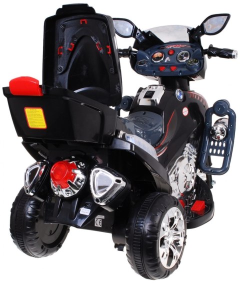 Motorek F928 na akumulator dla dzieci Czarny + Kufer + Światła + Klakson + Melodie Motorek F928 na akumulator dla dzieci Czarny + Kufer + Światła + Klakson + Melodie