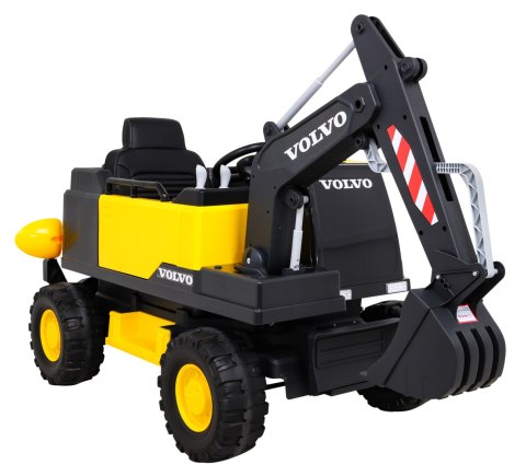 Koparka Volvo na akumulator Żółta + Ruchoma łyżka + 2 baseniki + 150 piłek + Pilot + Radio MP3 + LED