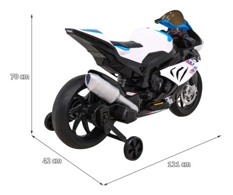 Motor BMW HP4 na akumulator dla dzieci Biały + Pomocnicze kółka + Wolny Start + EVA + MP3 LED