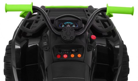 Quad XL ATV na akumulator dla dzieci Czarno-Zielony + Napęd 4x4 + Bagażnik + Wolny Start + EVA + Audio LED