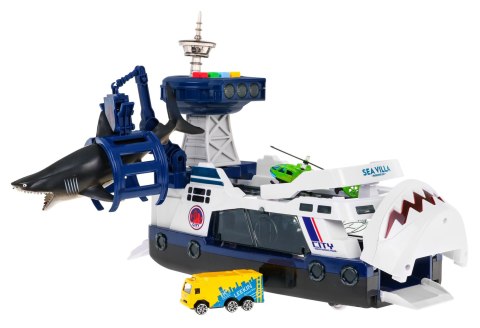 Interaktywna łódź policyjna dla dzieci 3+ Akcesoria rekin auto helikopter Interaktywna łódź policyjna dla dzieci 3+ Akcesoria rekin auto helikopter