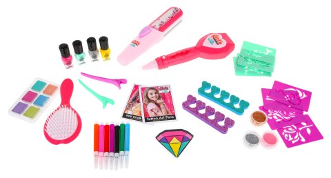 Mega zestaw do stylizacji 3w1 dla dziewczynki - Kolorowe włosy + Manicure + Tatuaże Mega zestaw do stylizacji 3w1 dla dziewczynki - Kolorowe włosy + Manicure + Tatuaże