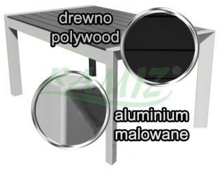 Stół Ogrodowy Aluminiowy Polywood Rama Srebrna