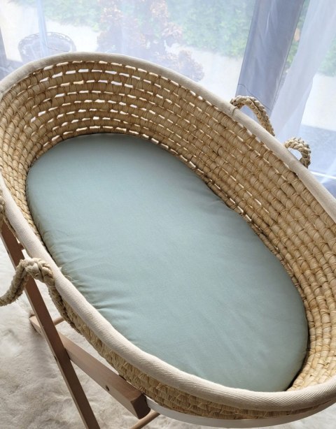 Prześcieradło bawełniane do kosza Mojżesza Boho wózka gondoli 75x35 cm - szałwia Prześcieradło bawełniane do kosza Mojżesza Boho wózka gondoli 75x35 cm - szałwia