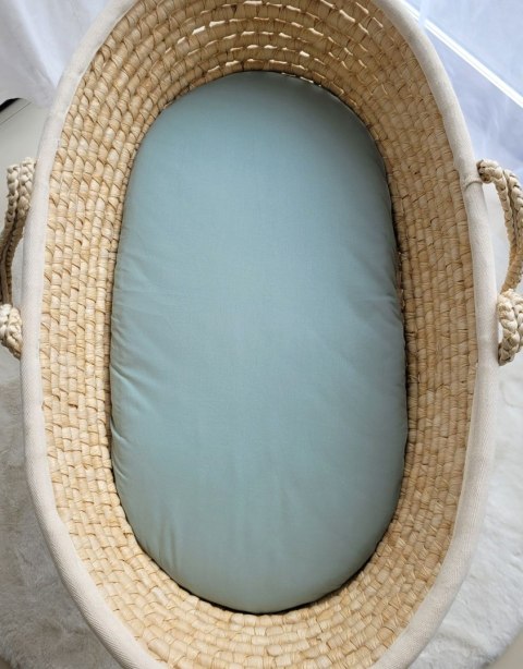 Prześcieradło bawełniane do kosza Mojżesza Boho wózka gondoli 75x35 cm - szałwia Prześcieradło bawełniane do kosza Mojżesza Boho wózka gondoli 75x35 cm - szałwia