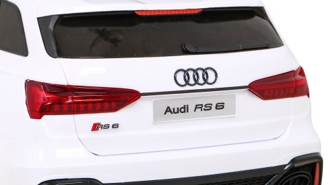 Audi RS 6 Elektryczny Samochodzik dla dzieci Biały + Pilot + Koła EVA + Wolny Start + Audio LED