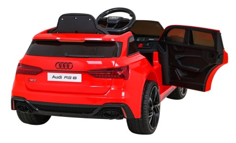 Audi RS 6 Elektryczny Samochodzik dla dzieci Czerwony + Pilot + Koła EVA + Wolny Start + Audio LED