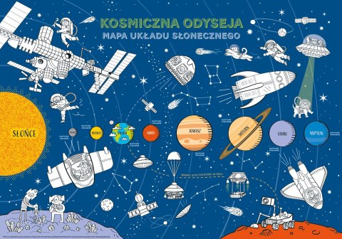 Mapa układu słonecznego "Kosmiczna odyseja" kolorowanka edukacyjna Mapa układu słonecznego "Kosmiczna odyseja" kolorowanka edukacyjna